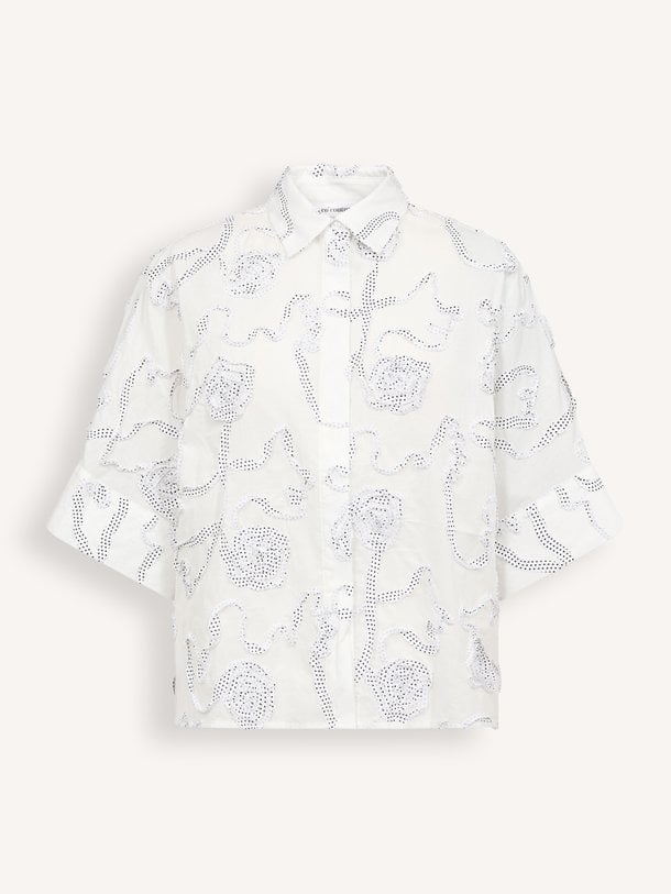 ElricCC Flower SS Shirt Elric, katoenen blouse met applicaties