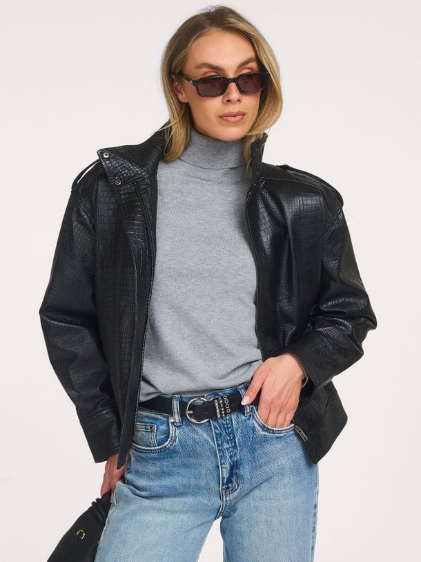 CrocoCC Leather Bomber Croco, lederen bomberjack