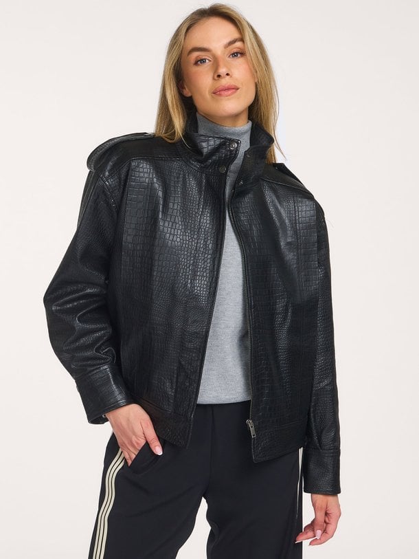 CrocoCC Leather Bomber Croco, lederen bomberjack