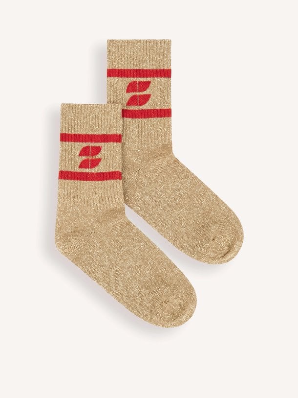 logo glitter oyster socks Katoenmix logo sokken met lurex