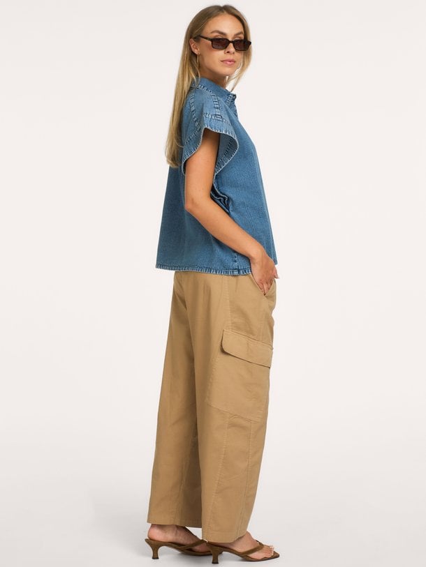 pixie short denim blouse Pixie, denim blouse