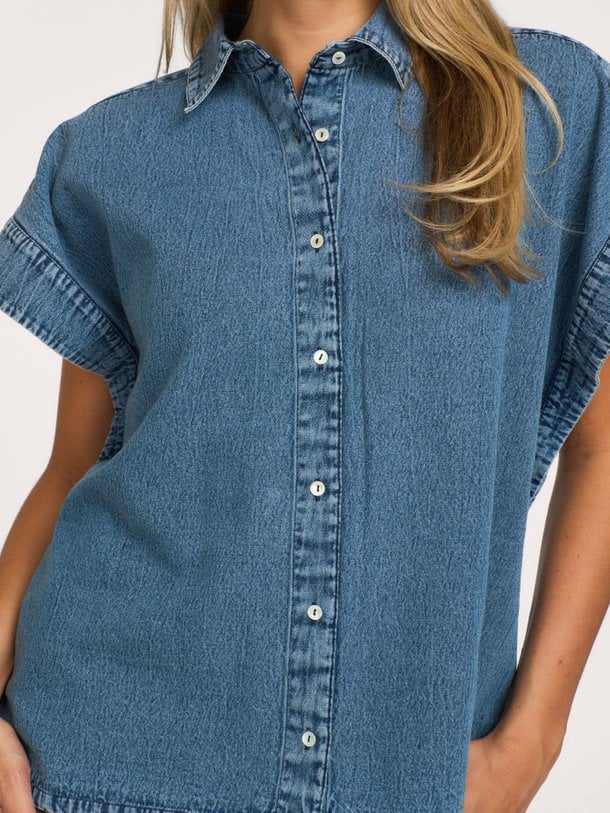 pixie short denim blouse Pixie, denim blouse