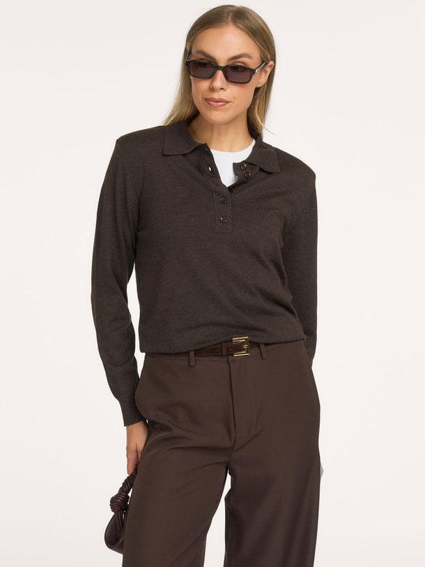 CoryCC Padded Polo Knit Cory, wolmix trui