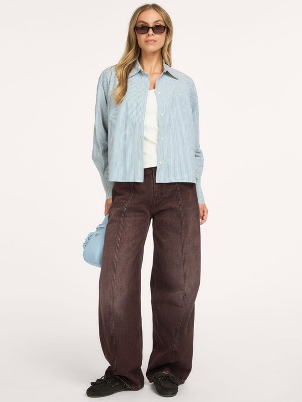 JULLIA S1151 Jullia, katoenmix gestreepte blouse met logo