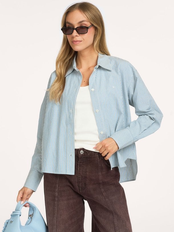 JULLIA S1151 Jullia, katoenmix gestreepte blouse met logo