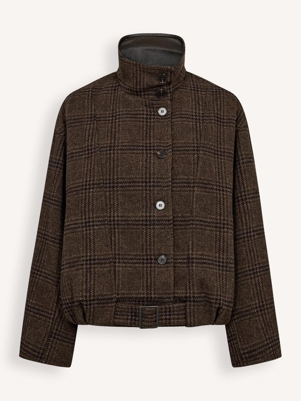 OlvaCC Check Balloon Jacket Olva, wolmix geruit jack