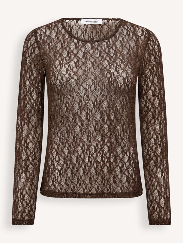 BarnaCC O-Neck Blouse Barna, geweven kanten top