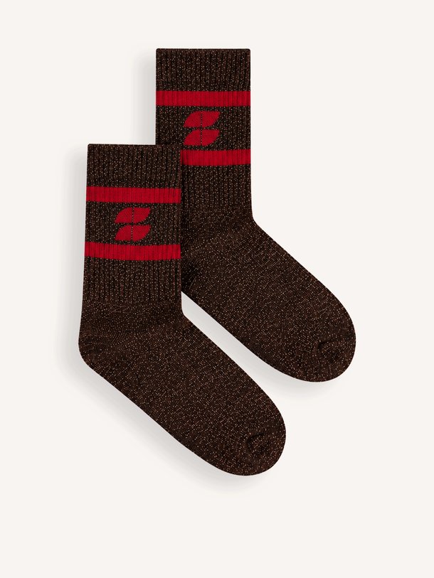 logo glitter chocolate socks Katoenmix logo sokken met lurex