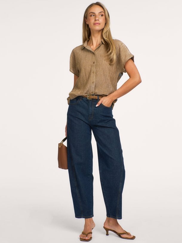 barley lurex blouse Barley, katoenmix blouse met lurex