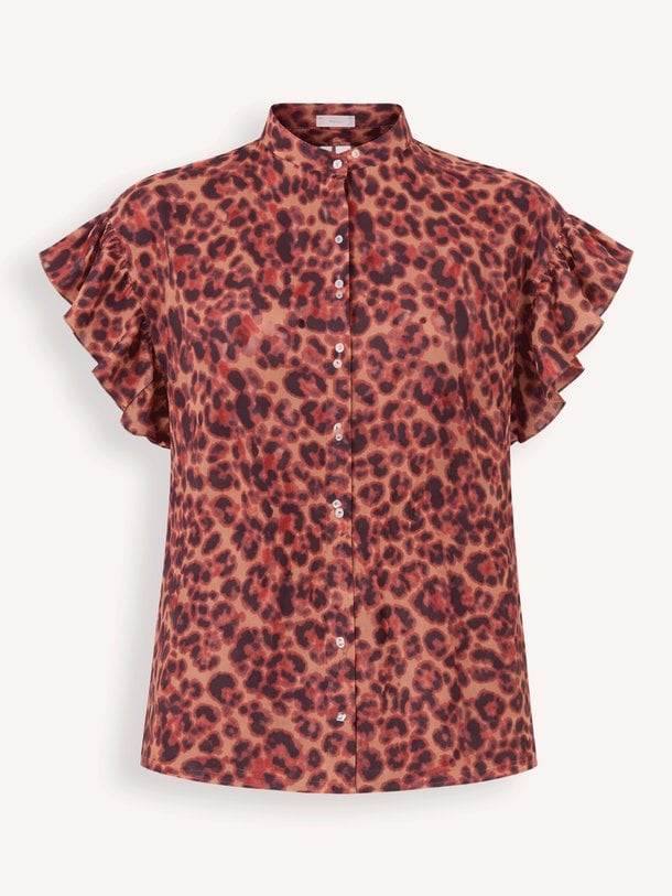 saki cheetah blouse Saki, katoenen blouse met dierenprint