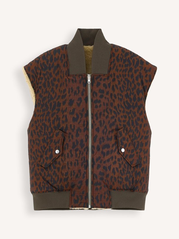 Haalo, geweven reversible bodywarmer met dierenprint
