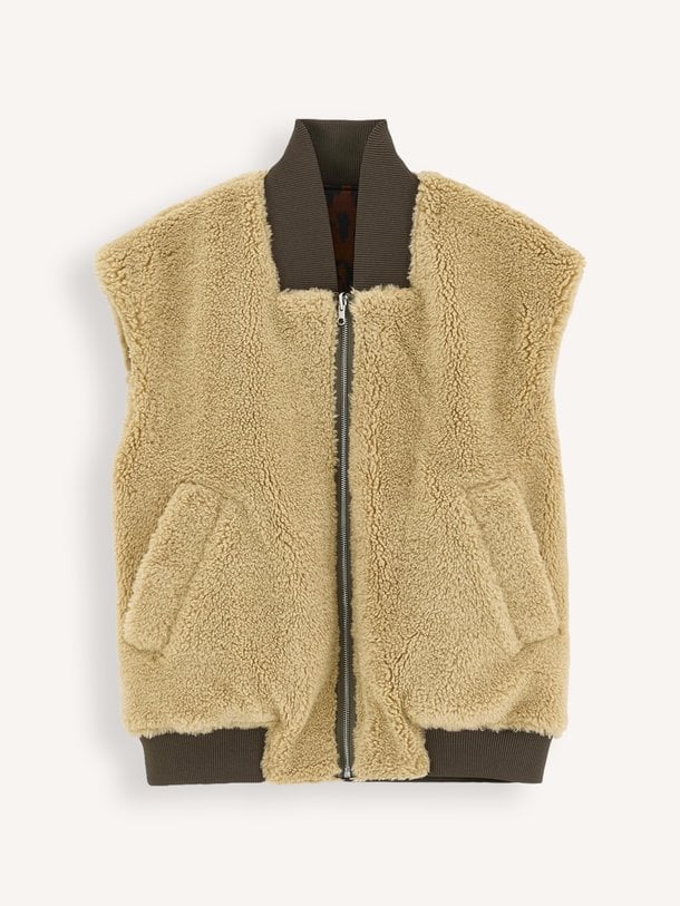 Haalo, geweven reversible bodywarmer met dierenprint