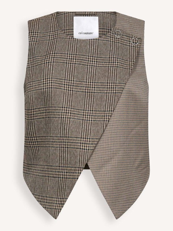 VeyaCC Check Wrap Vest Veya, geweven geruit gilet