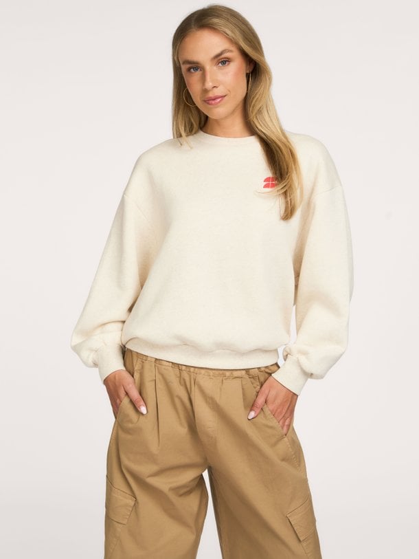 lili coast melange sweater Lili, katoenmix sweater met logo