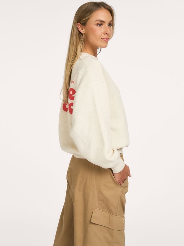 lili coast melange sweater Lili, katoenmix sweater met logo