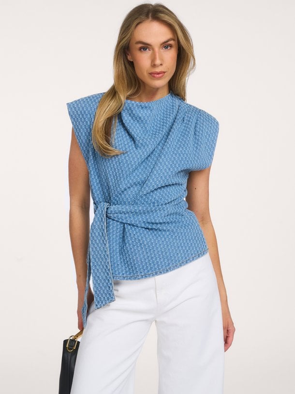 AntoCC Denim Pleat Top Anto, katoenmix top