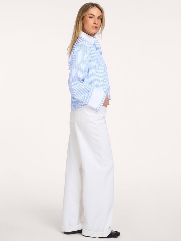 VougeCC Cuff Shirt Katoenmix gestreepte blouse