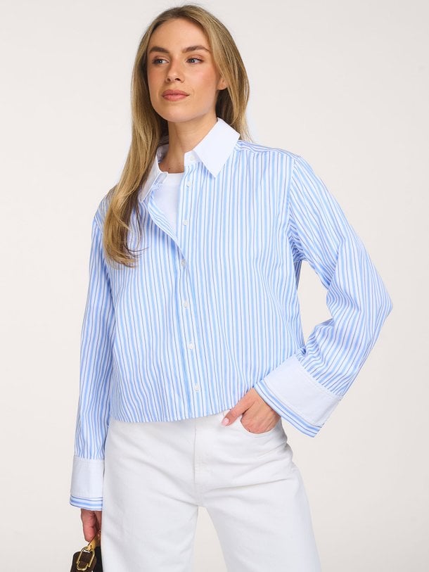 VougeCC Cuff Shirt Katoenmix gestreepte blouse