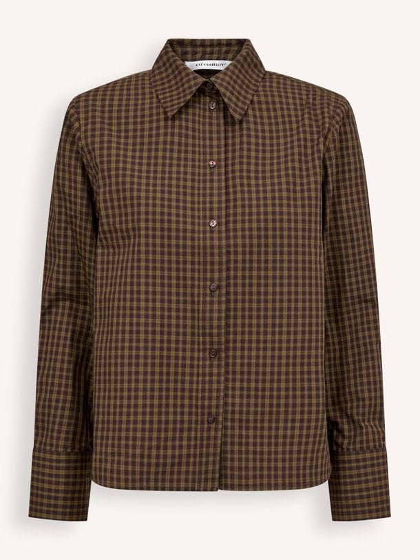 TeffaCC Padded Check Shirt Teffa, katoenen geruite blouse met schoudervulling