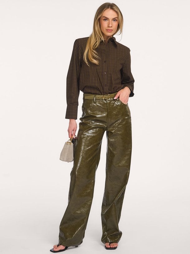 TeffaCC Padded Check Shirt Teffa, katoenen geruite blouse met schoudervulling