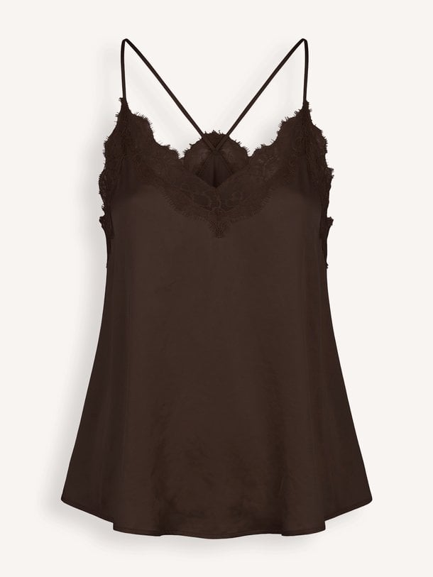 pia satin top Pia, viscosemix satijnen top met kant
