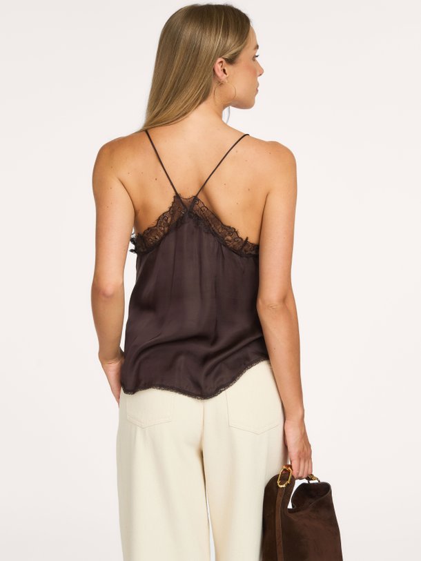 pia satin top Pia, viscosemix satijnen top met kant