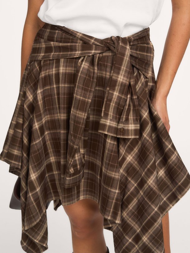 DagnyCC Check Tie Skirt Dagny, viscosemix geruite rok