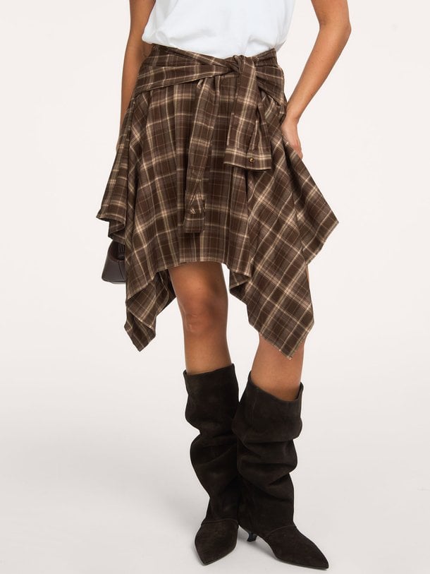 DagnyCC Check Tie Skirt Dagny, viscosemix geruite rok