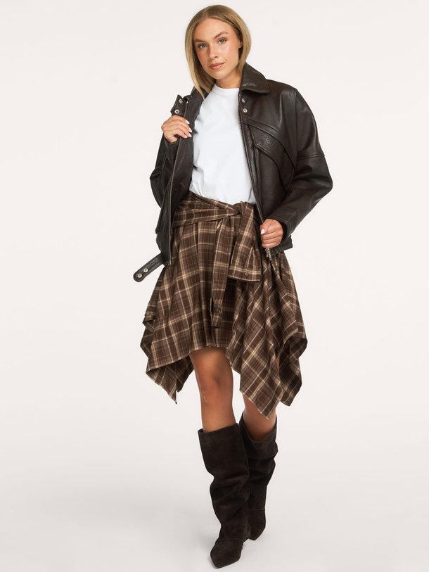 DagnyCC Check Tie Skirt Dagny, viscosemix geruite rok