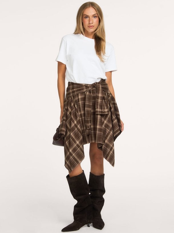 DagnyCC Check Tie Skirt Dagny, viscosemix geruite rok