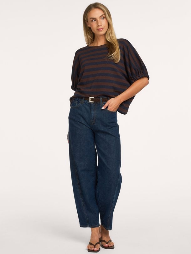 begum dark jeans Begum, high waist barrel fit jeans