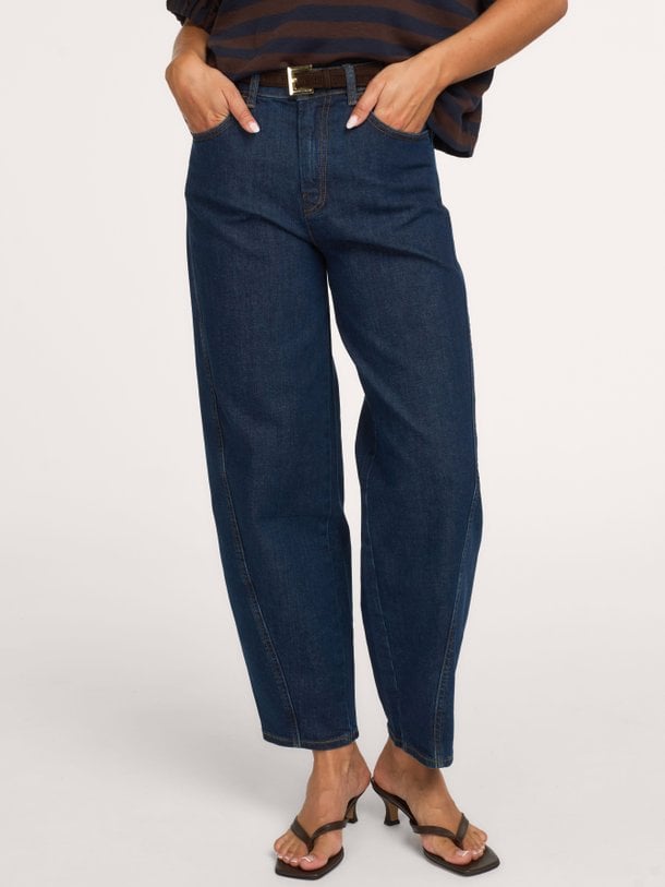 begum dark jeans Begum, high waist barrel fit jeans