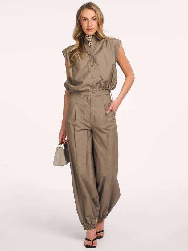 OpheliaCC Pleat SS Shirt Ophelia, katoen gestreepte blouse