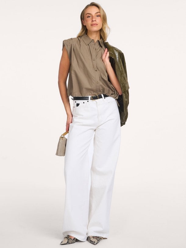 OpheliaCC Pleat SS Shirt Ophelia, katoen gestreepte blouse