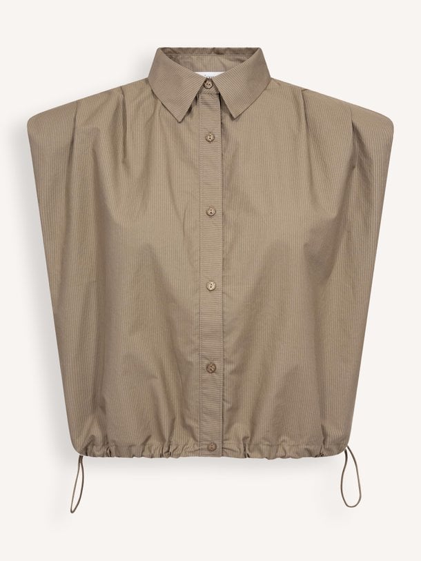 OpheliaCC Pleat SS Shirt Ophelia, katoen gestreepte blouse
