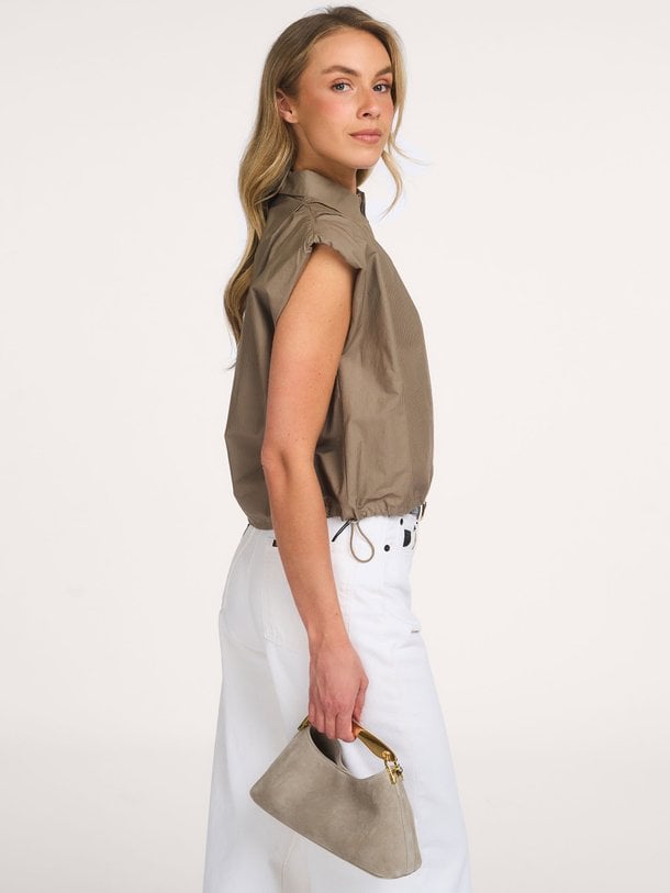 OpheliaCC Pleat SS Shirt Ophelia, katoen gestreepte blouse
