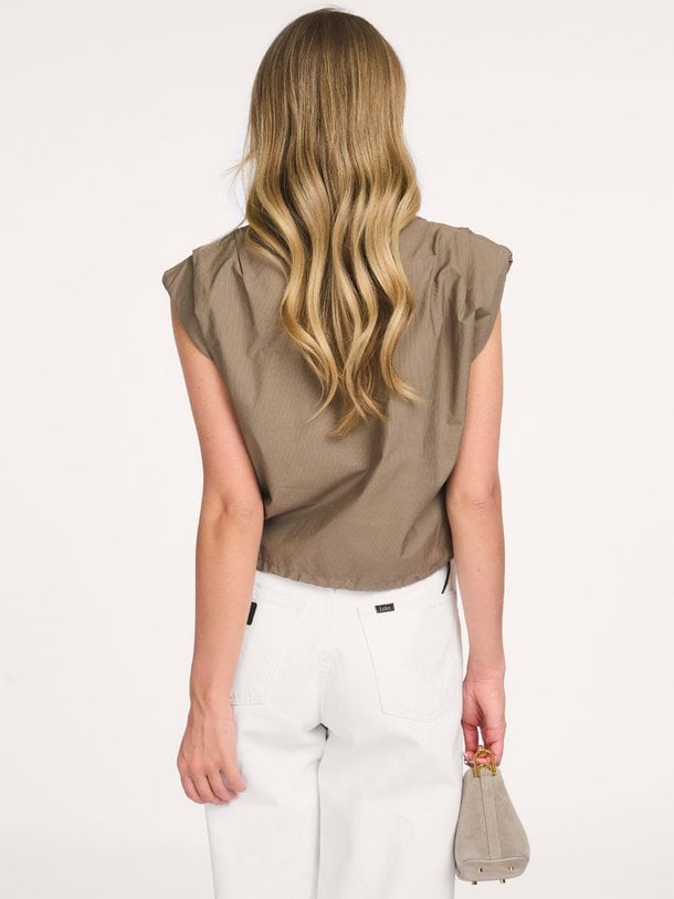 OpheliaCC Pleat SS Shirt Ophelia, katoen gestreepte blouse