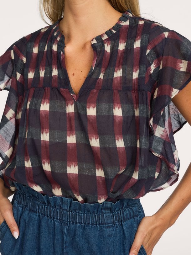 danee ikat blouse Danee, katoenen geruite top