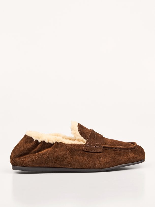Penny Loafer Square Fur Penny, suède loafers