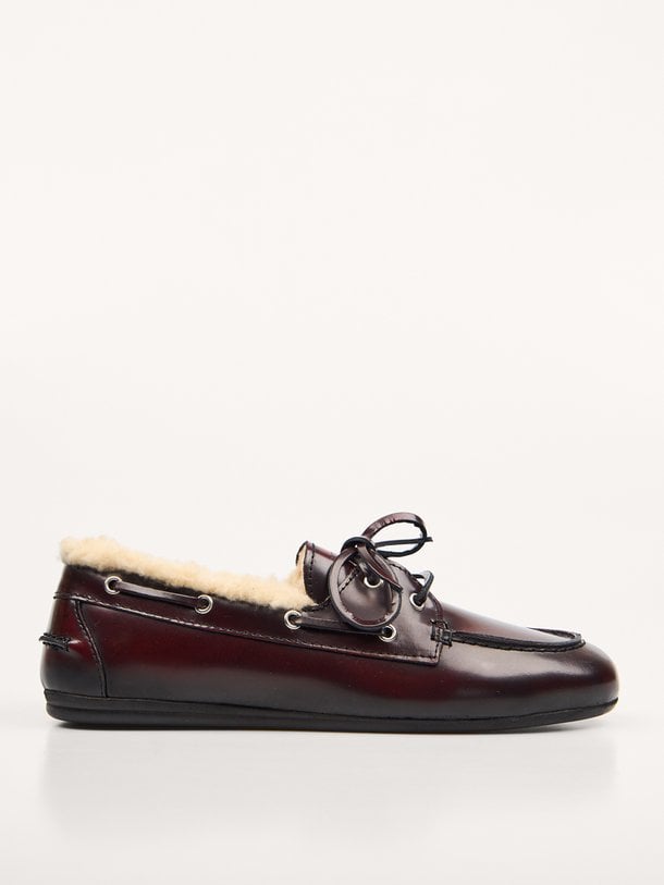 Boat Loafer Fur - Box Leather Lederen loafers