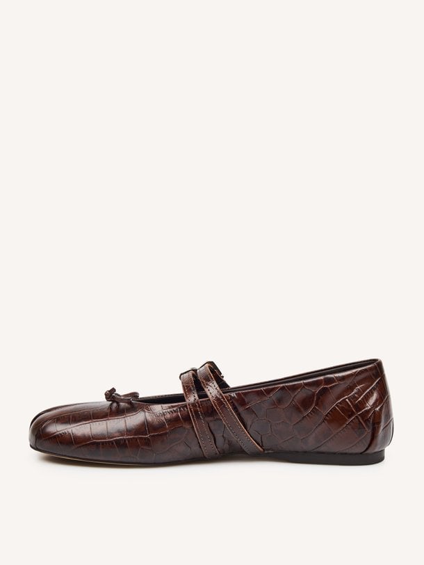 Vita Ballerina Western - Croco Leather Lederen ballerina's met reliëf