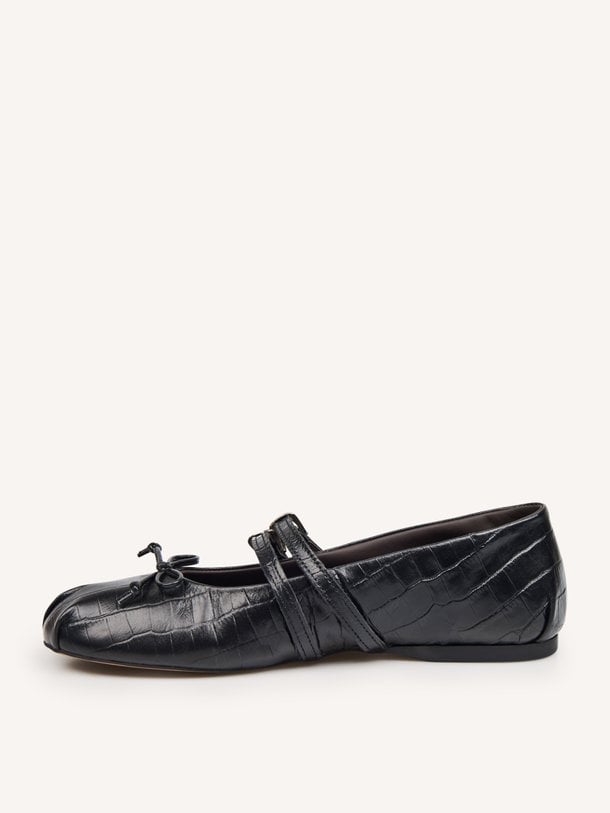 Vita Ballerina Western - Croco Leather Lederen ballerina's met reliëf
