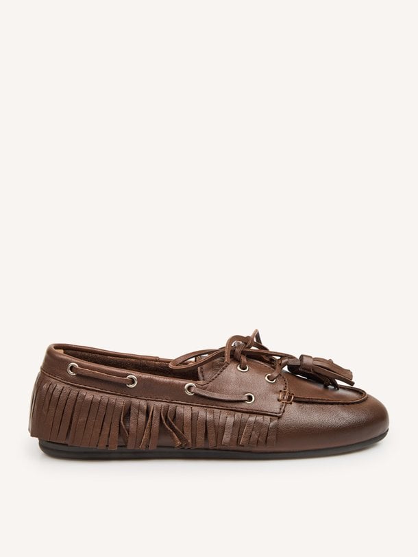 Lederen loafers met franjes