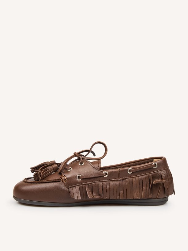 Lederen loafers met franjes