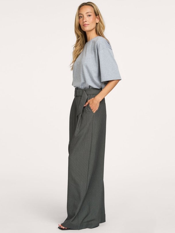 23 THE PINSTRIPED HIGH PANT Viscosemix broek met krijtstreep