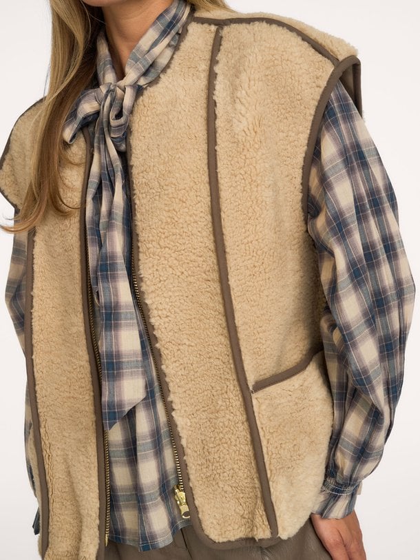 Bodywarmer Bonded teddy Katoenen reversible bodywarmer