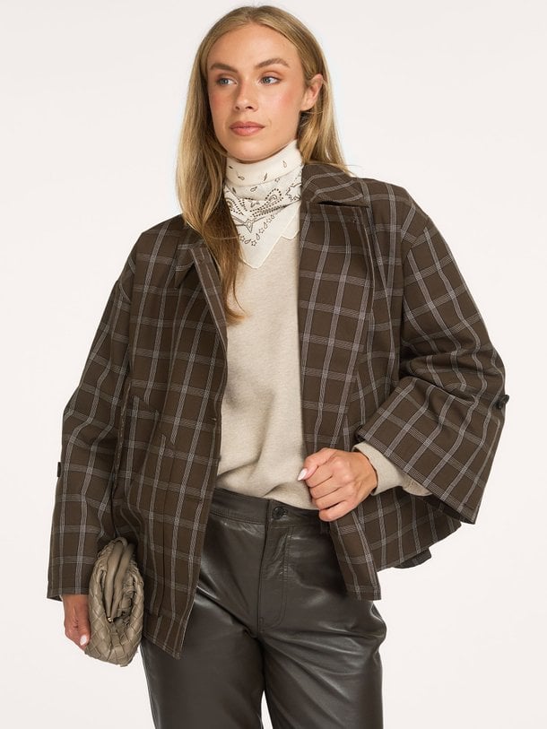 AGATHASW CHECK JACKET Agatha, katoenmix geruite jas