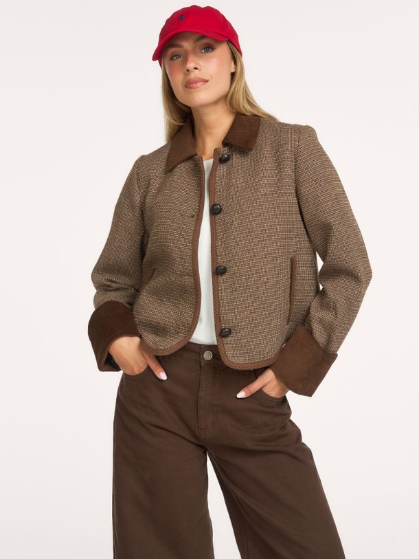 KAMIKKASW SHORT TWEED JACKET Kamikka, wolmix geruit jack