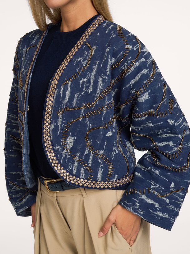 Jacket Beaded denim stripe Katoenen reversible jasje