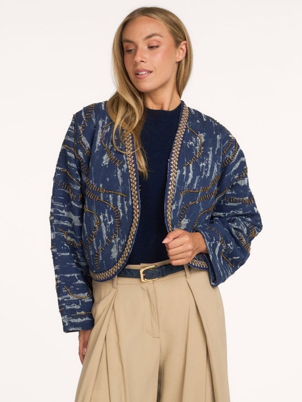 Jacket Beaded denim stripe Katoenen reversible jasje